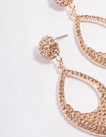 Rose Gold Diamante Pink Drop Earrings