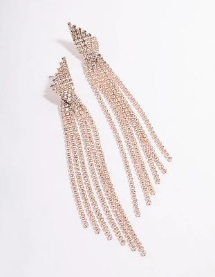 Rose Gold Statement Stand Twist Drop Earrings