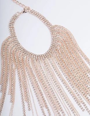 Rose Gold Cupchain Fringe Necklace