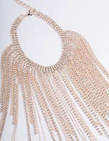 Rose Gold Cupchain Fringe Necklace