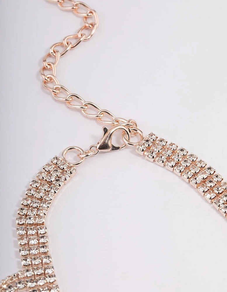 Rose Gold Cupchain Fringe Necklace