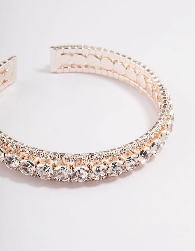 Rose Gold Cupchain Circle Diamante Bangle