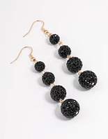 Black Triple Ball Drop Earrings