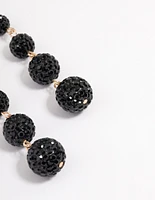 Black Triple Ball Drop Earrings