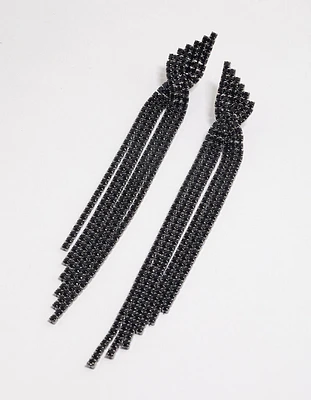 Coated Black Statement Strand Twist Drop Earrings