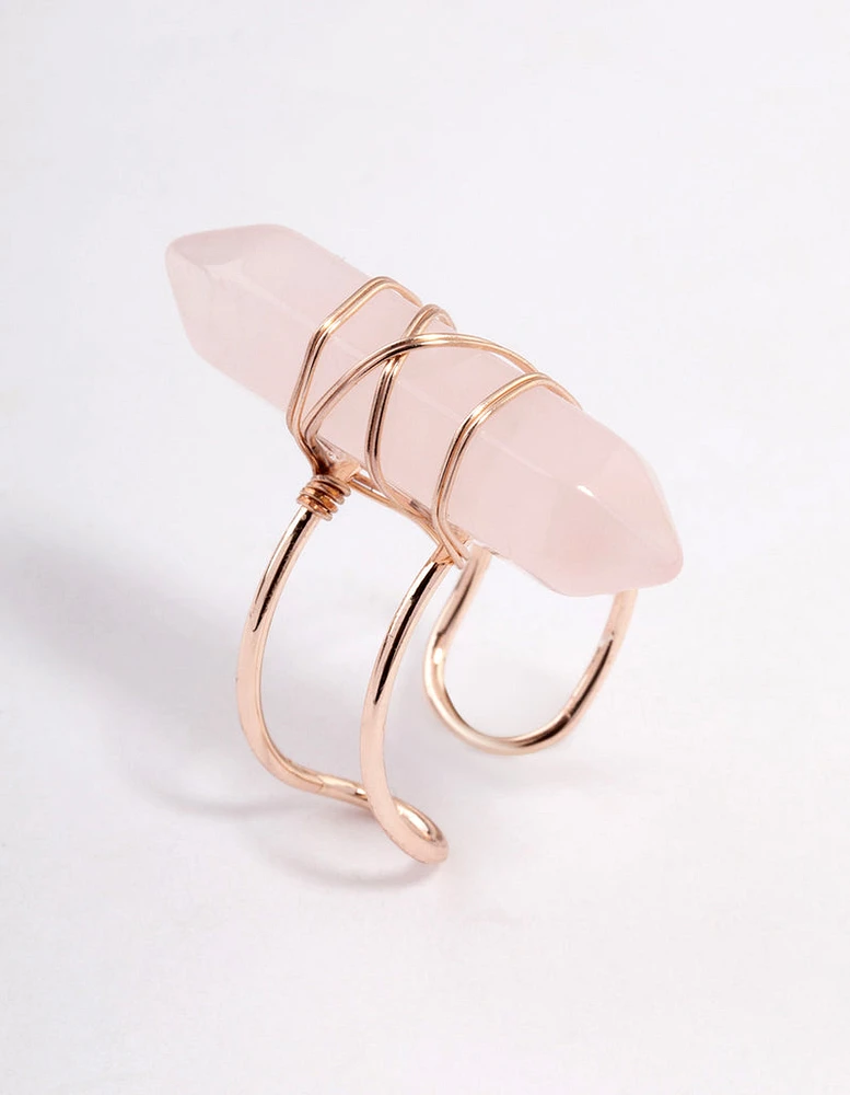 Rose Gold Semi Precious Pink Stone Ring