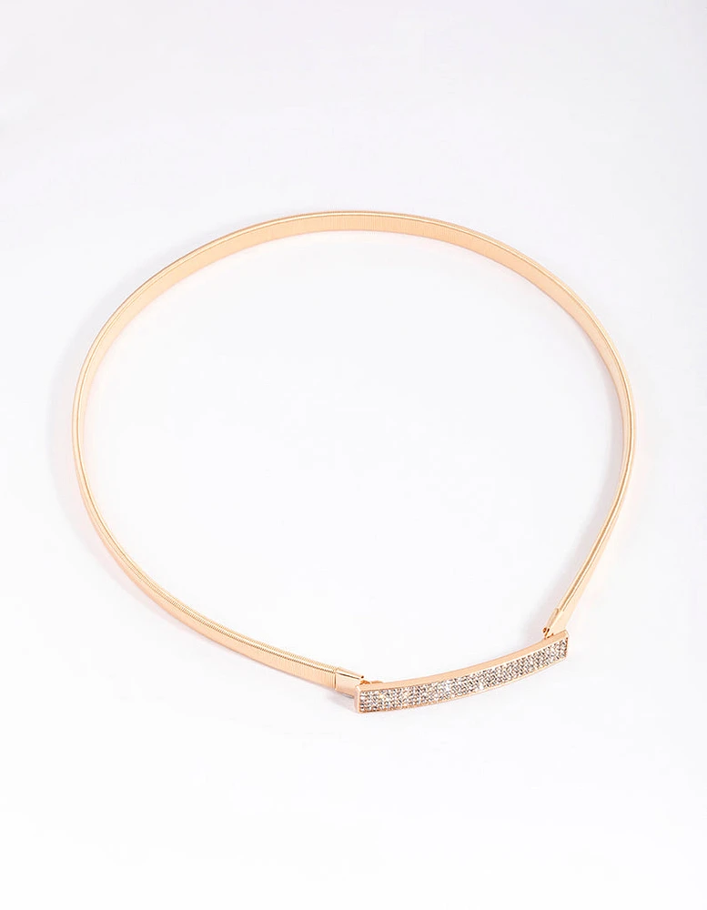 Gold Diamante Buckle Stretch Belt