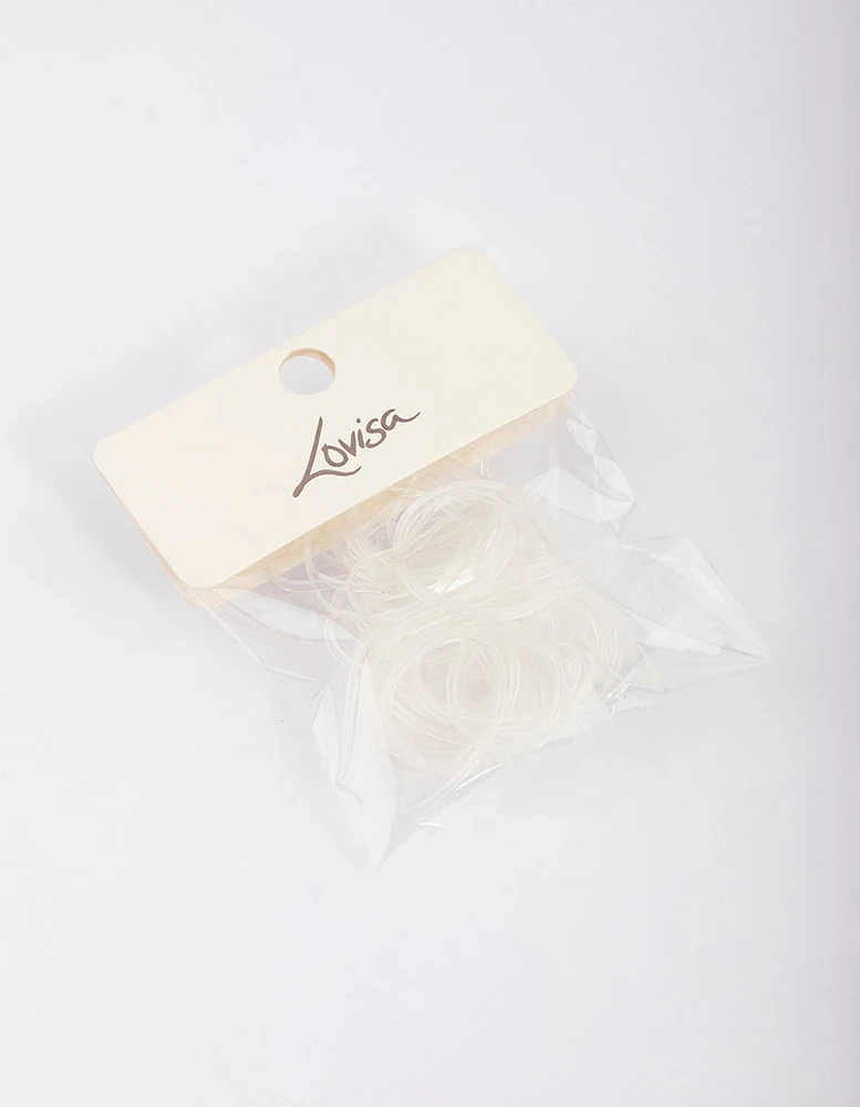 Clear Plastic Mini Hair Elastics 60pk