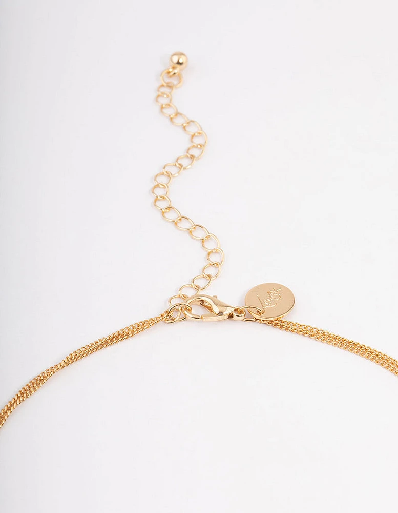 Gold Plated Rose Quartz Double Layer Y-Necklace