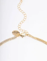 Gold Plated Diamante Double Layer Choker