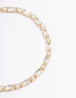 Gold Plated Baguette Stone Toggle Tennis Bracelet