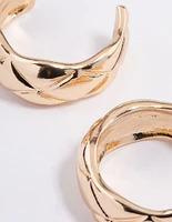 Gold Quilted Hoop Earrings