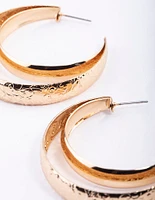 Gold Double Textured Hoop Earrings