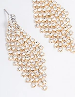 Gold Tier Diamante Drop Earrings