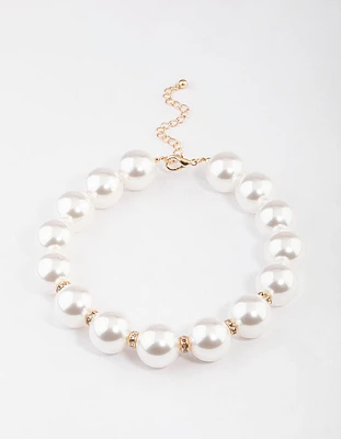 Gold Oversized Pearl Ball Necklace