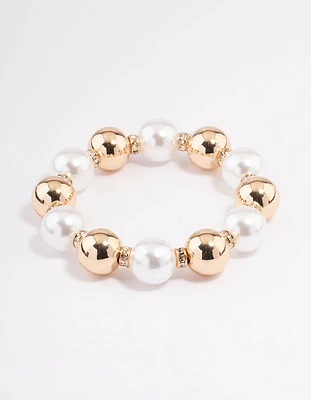 Gold Pearl Ball Bracelet