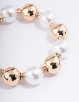 Gold Pearl Ball Bracelet