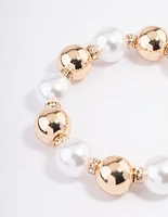 Gold Pearl Ball Bracelet