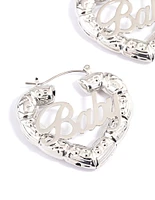 Rhodium Baby Statement Hoop Earrings