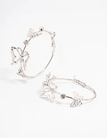 Silver Butterfly Hoop Earrings