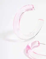 Plastic Pink Ombre Hoop Earrings