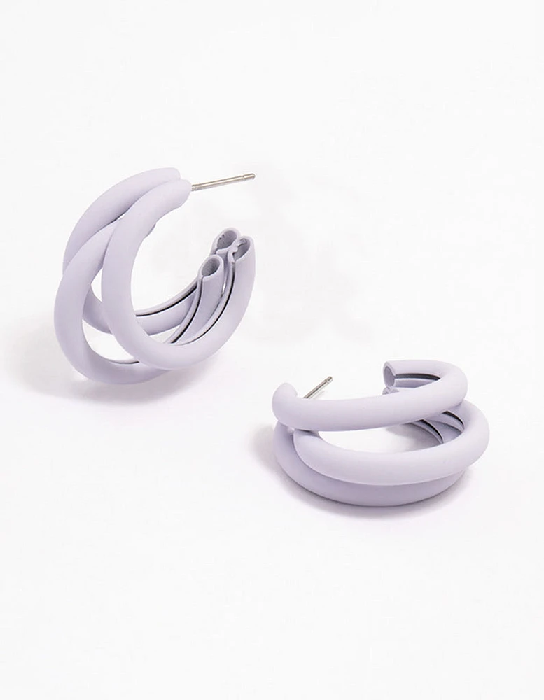 Lilac Coated Triangular Hoop Earrings