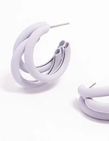 Lilac Coated Triangular Hoop Earrings