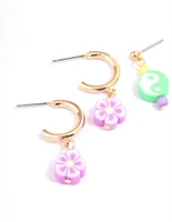 Pink Yin & Yang Stacker Earrings