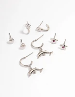 Silver Dolphin Stacker Earrings