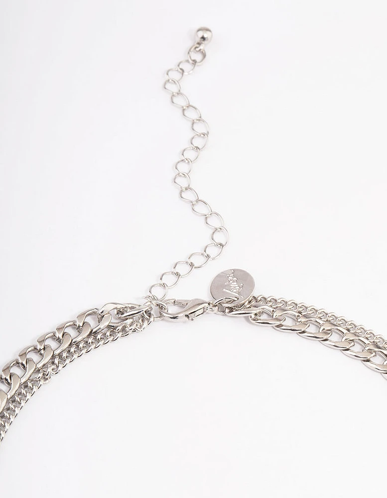 Silver Puffy Heart Multi-Necklace