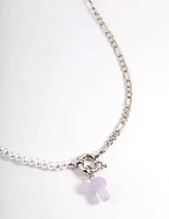 Purple Mushroom Pearl Chain Necklace