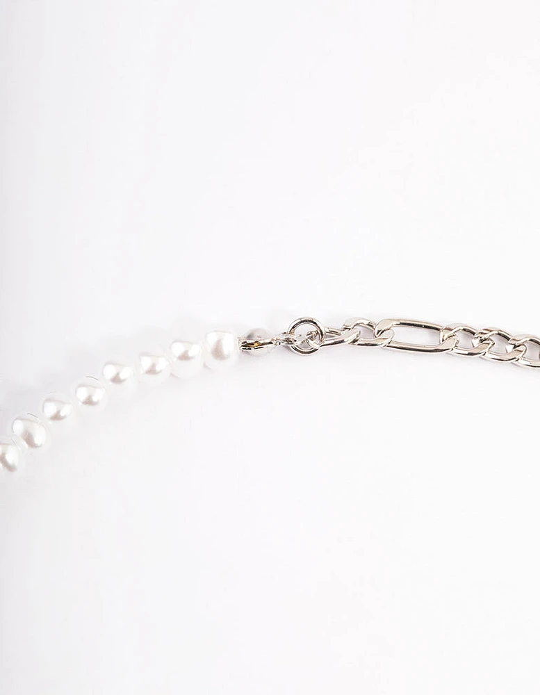 Purple Mushroom Pearl Chain Necklace