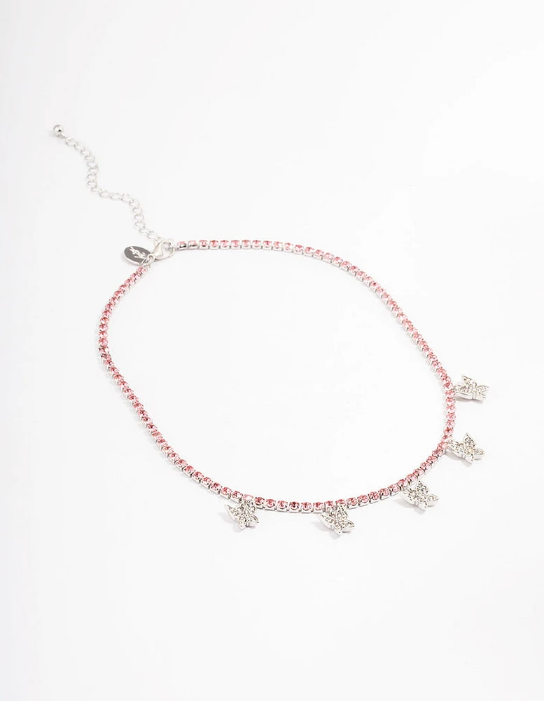 Rhodium Butterfly Curb Choker