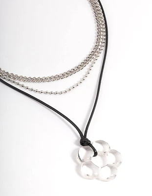 Rhodium Acrylic Flower Necklace