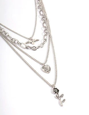 Rhodium Layered Necklace