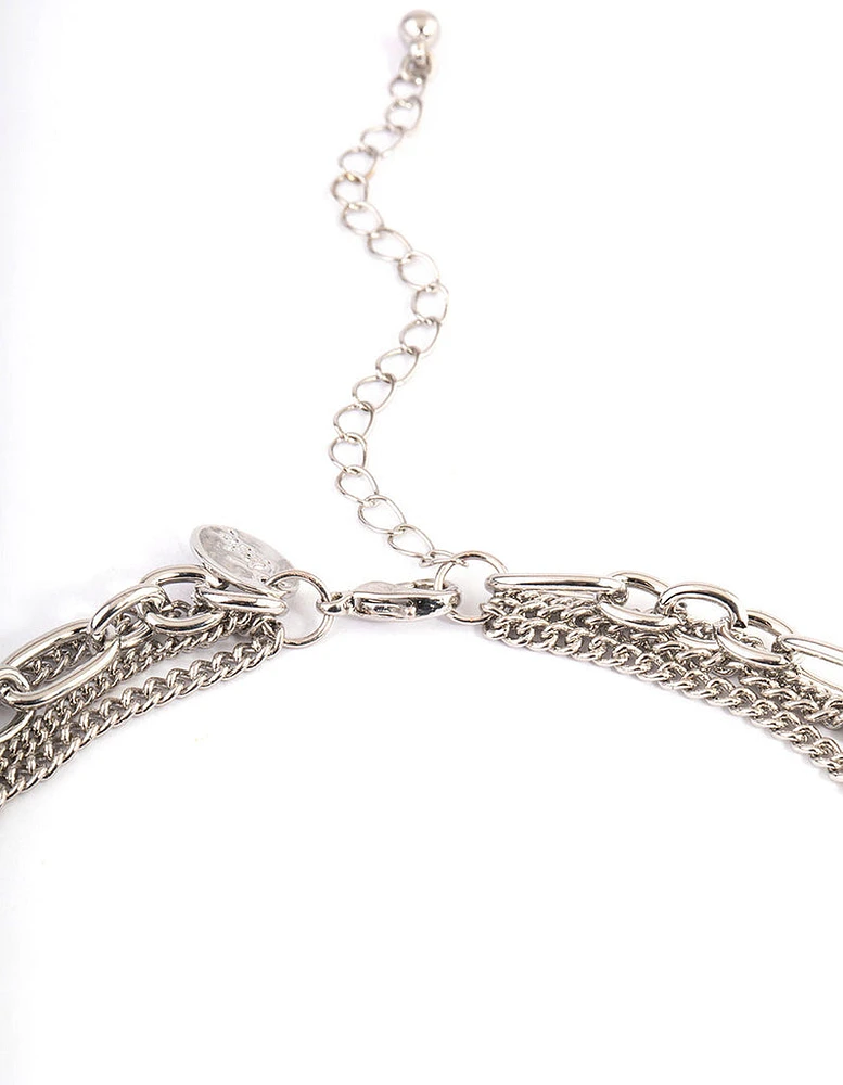 Rhodium Layered Necklace