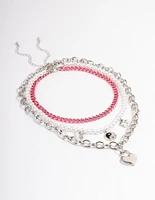 Pink Layered Charm Necklace