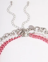 Pink Layered Charm Necklace