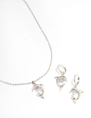 Silver Dolphin Jewellery Set