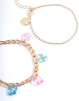 Gold Butterfly Puffy Heart Bracelet