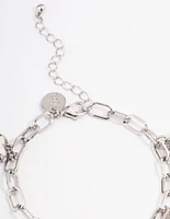 Rhodium Puffy Heart Bracelet