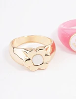 Pink Smiley Flower Ring Pack