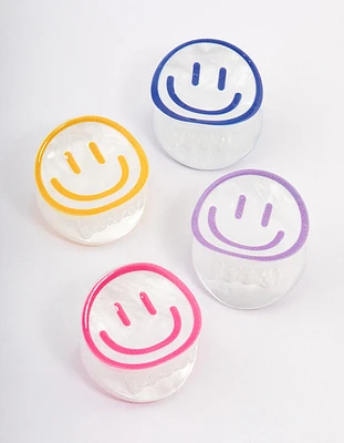 Acrylic Smiley Claw Clips 4-Pack