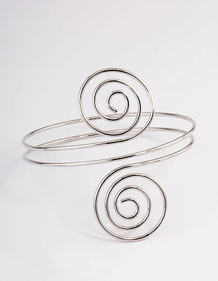 Rhodium Swirl Arm Cuff