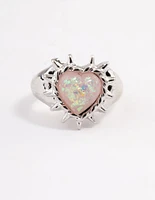 Rhodium Spark Heart Ring