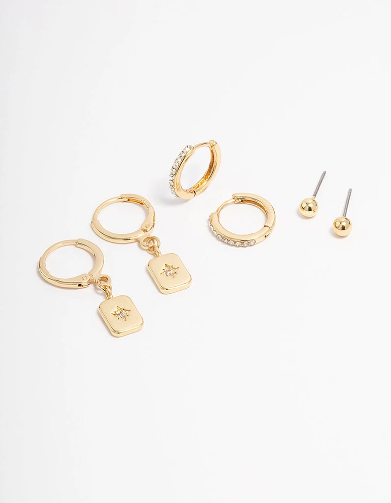 Gold Plated Celestial Earrings 6-Pack