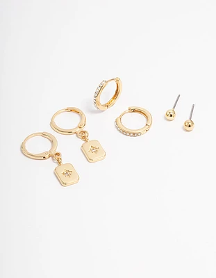 Gold Plated Celestial Earrings 6-Pack