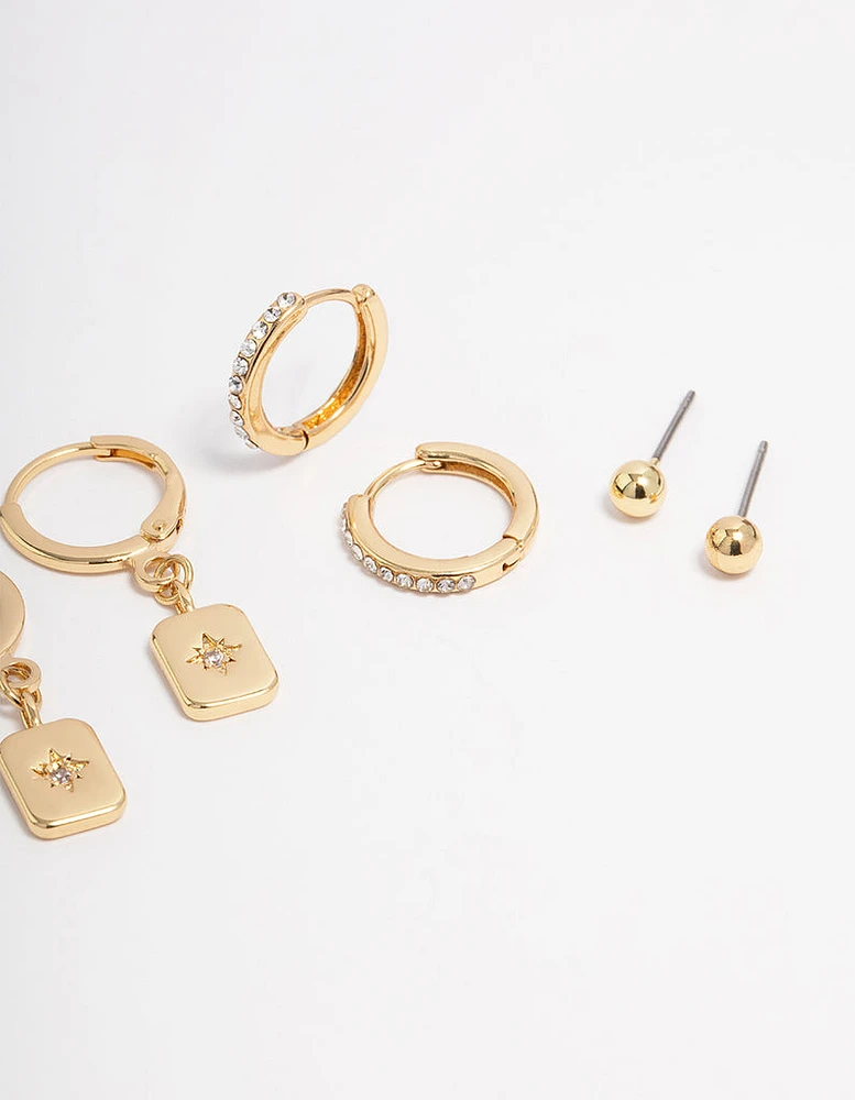 Gold Plated Celestial Earrings 6-Pack