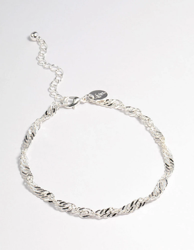 Silver Twist Chain Anklet