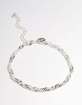 Silver Twist Chain Anklet